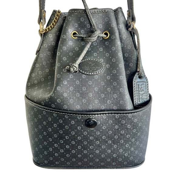 VINTAGE BLACK BUCKET BAG SHOULDER  BAG CANVA CROSSBODY BAG - Picture 1 of 14